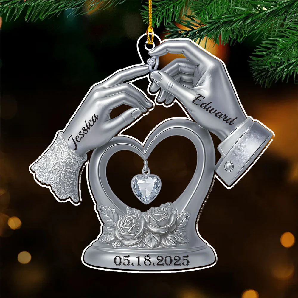 Engraved In Love - Personalized Custom Acrylic Ornament - Image 2