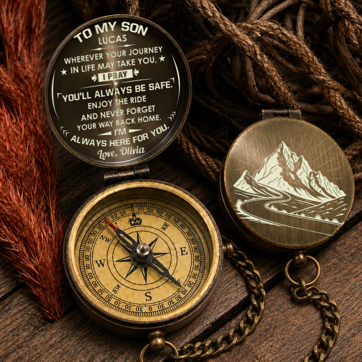 Enjoy The Ride My Son - Personalized Custom Engraved Pocket Compass - Image 3