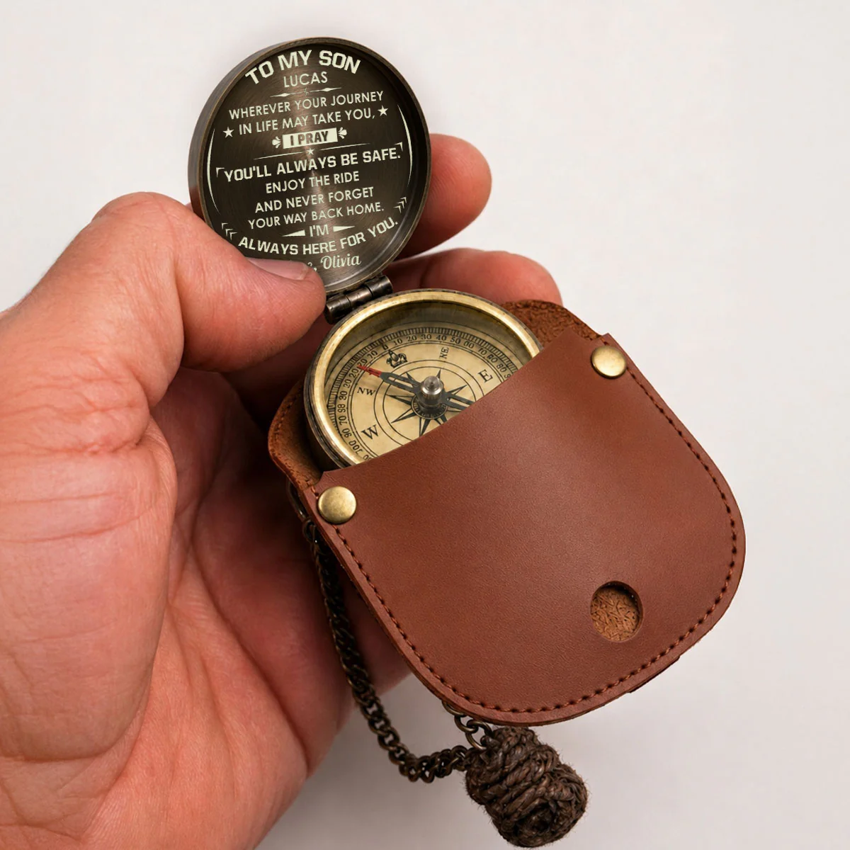 Enjoy The Ride My Son - Personalized Custom Engraved Pocket Compass - Image 5