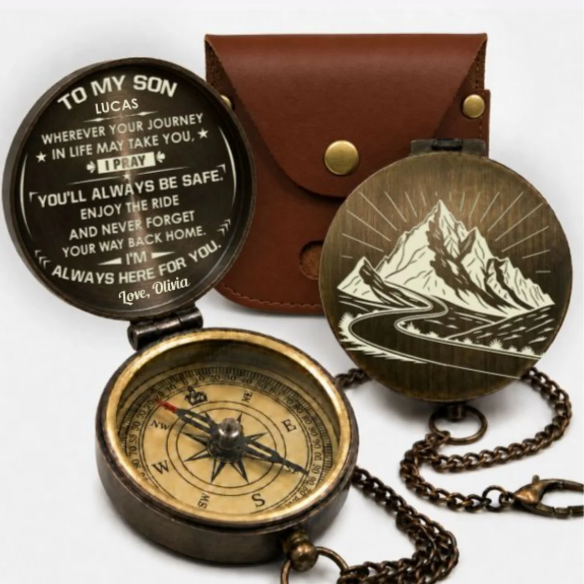 Enjoy The Ride My Son - Personalized Custom Engraved Pocket Compass - Image 8