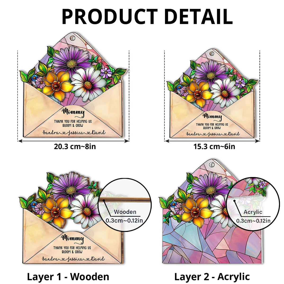 Envelope For Best Mom - Personalized Custom Suncatcher - Image 2