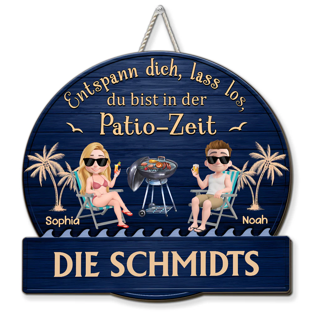Es Ist Patio-Zeit – Personalisiertes Holzschild