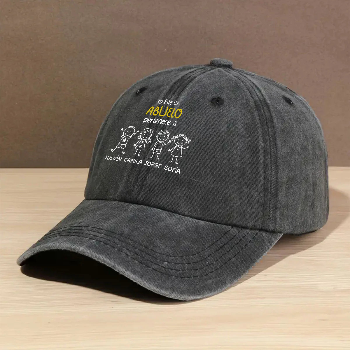 Este Abuelo Papá Pertenece A - Gorra de Mezclilla Vintage Lavada Personalizada - Image 2