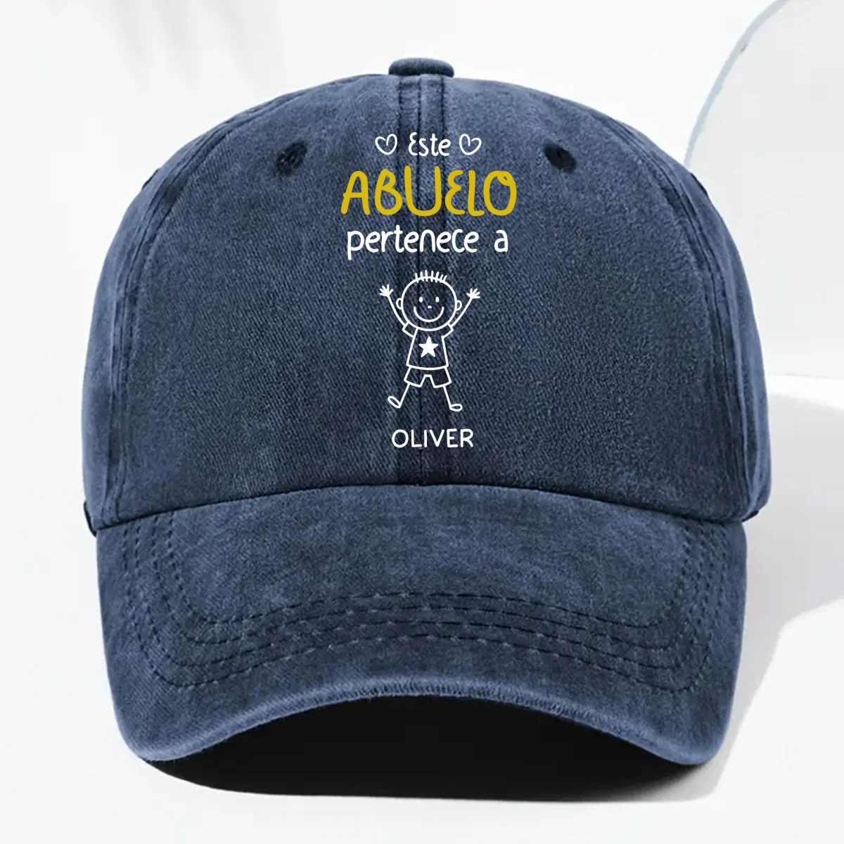 Este Abuelo Papá Pertenece A versión 2 - Gorra de Mezclilla Vintage Lavada Personalizada - Image 8