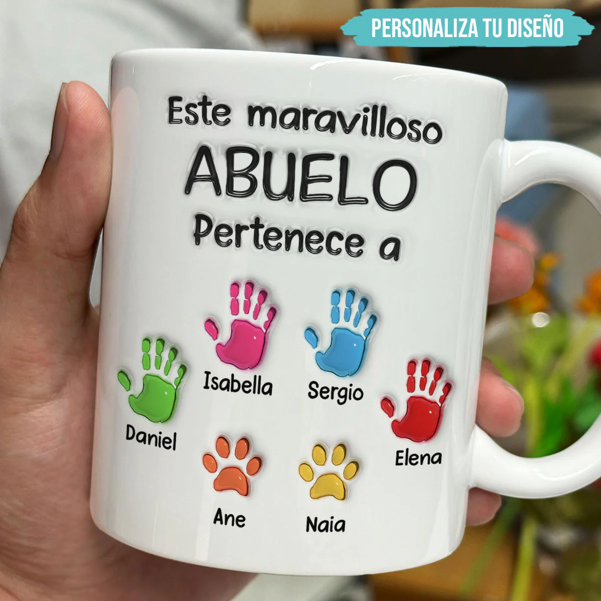 Este Maravilloso Padre Abuelo Pertenece A - Taza Personalizada con Efecto 3D Inflado - Image 2