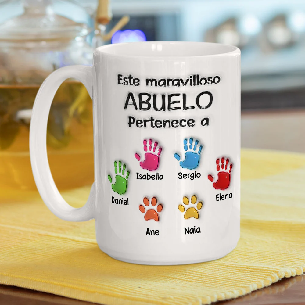 Este Maravilloso Padre Abuelo Pertenece A - Taza Personalizada con Efecto 3D Inflado - Image 5