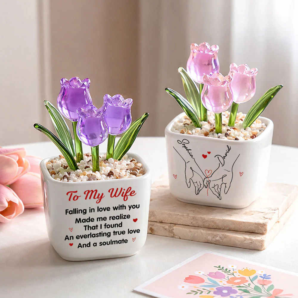 Everlasting Love - Personalized Custom Glass Everlasting Tulips