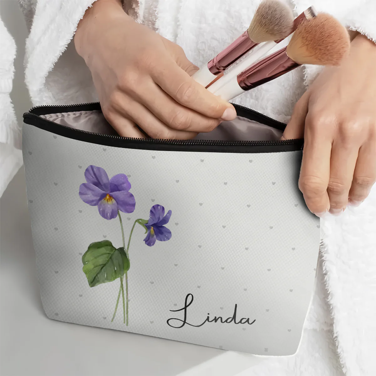 Every Flower Blooms In Its Own Time - Personalized Custom Cosmetic Bag - Image 2