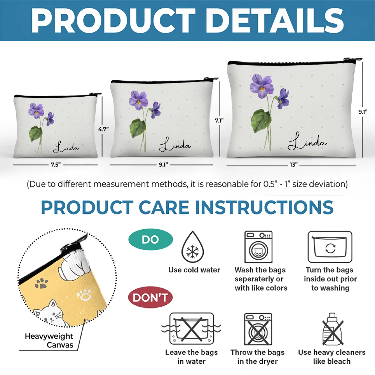 Every Flower Blooms In Its Own Time - Personalized Custom Cosmetic Bag - Image 6