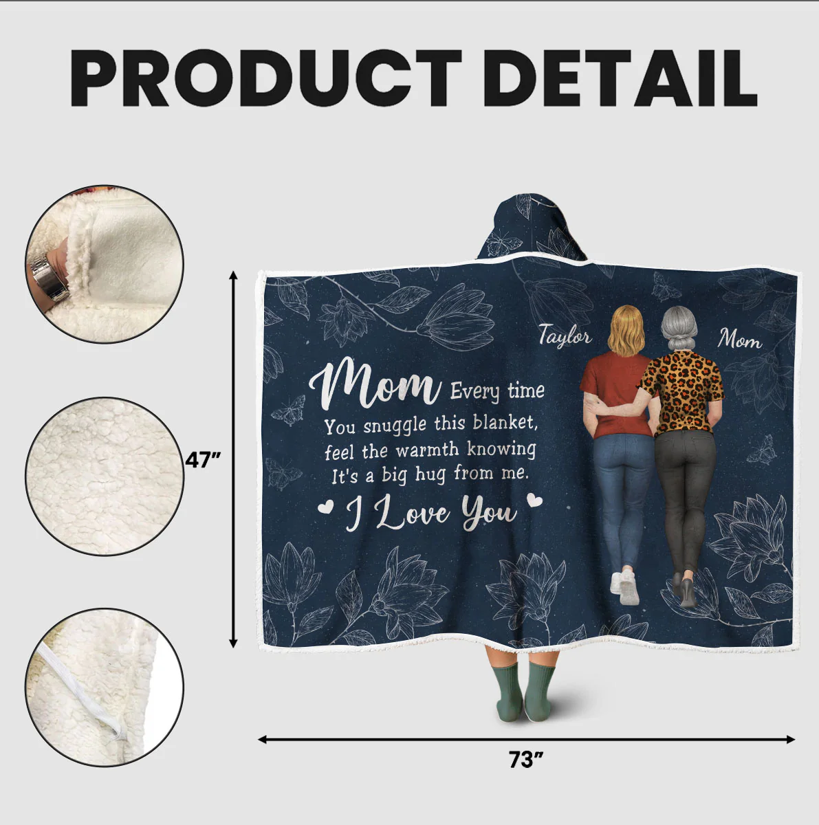 Every Time You Snuggle This Blanket - Personalized Custom Hooded Blanket - Image 6