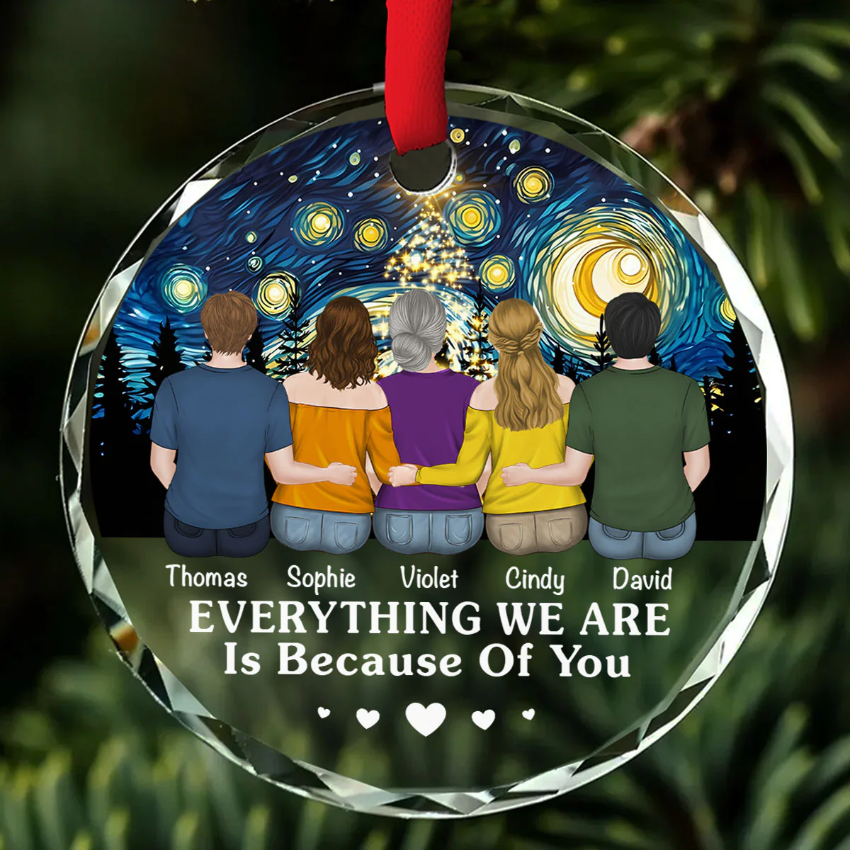 Everything I Am Is Because Of You - Personalized Custom Glass Ornament - Image 2