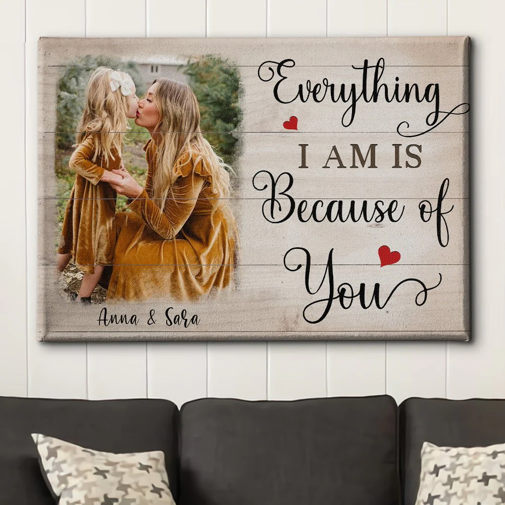 Everything I Am Is Because Of You - Personalized Custom Photo Canvas - Image 4