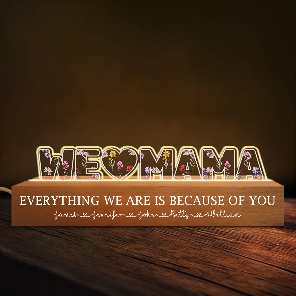 Everything We Are Is Because Of You  - Personalized Custom Acrylic Letters 3D LED Night Light - Image 2