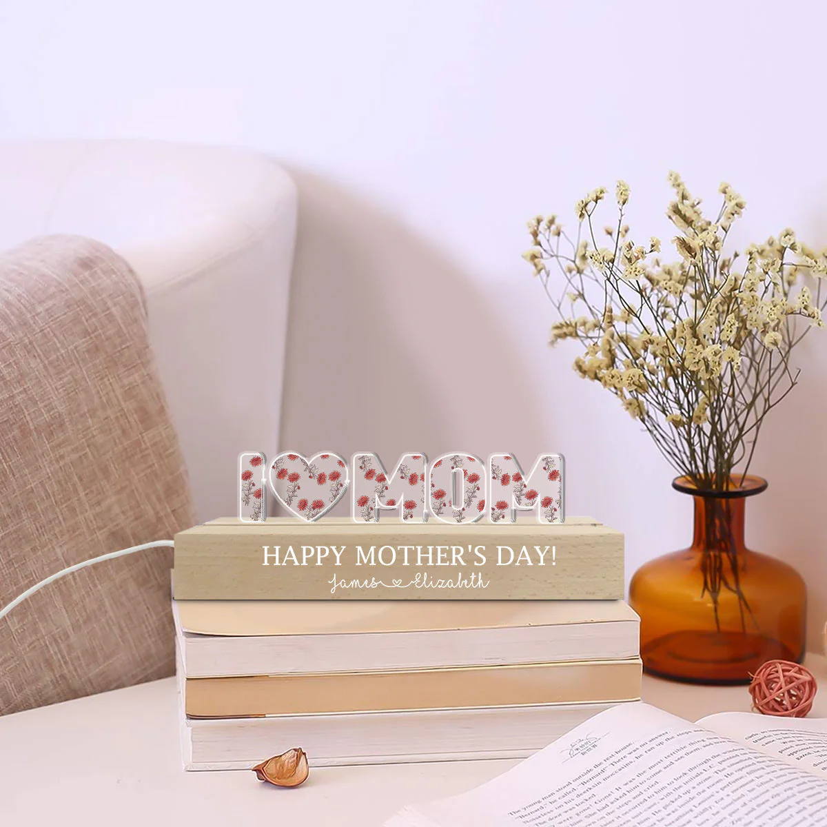 Everything We Are Is Because Of You  - Personalized Custom Acrylic Letters 3D LED Night Light - Image 3