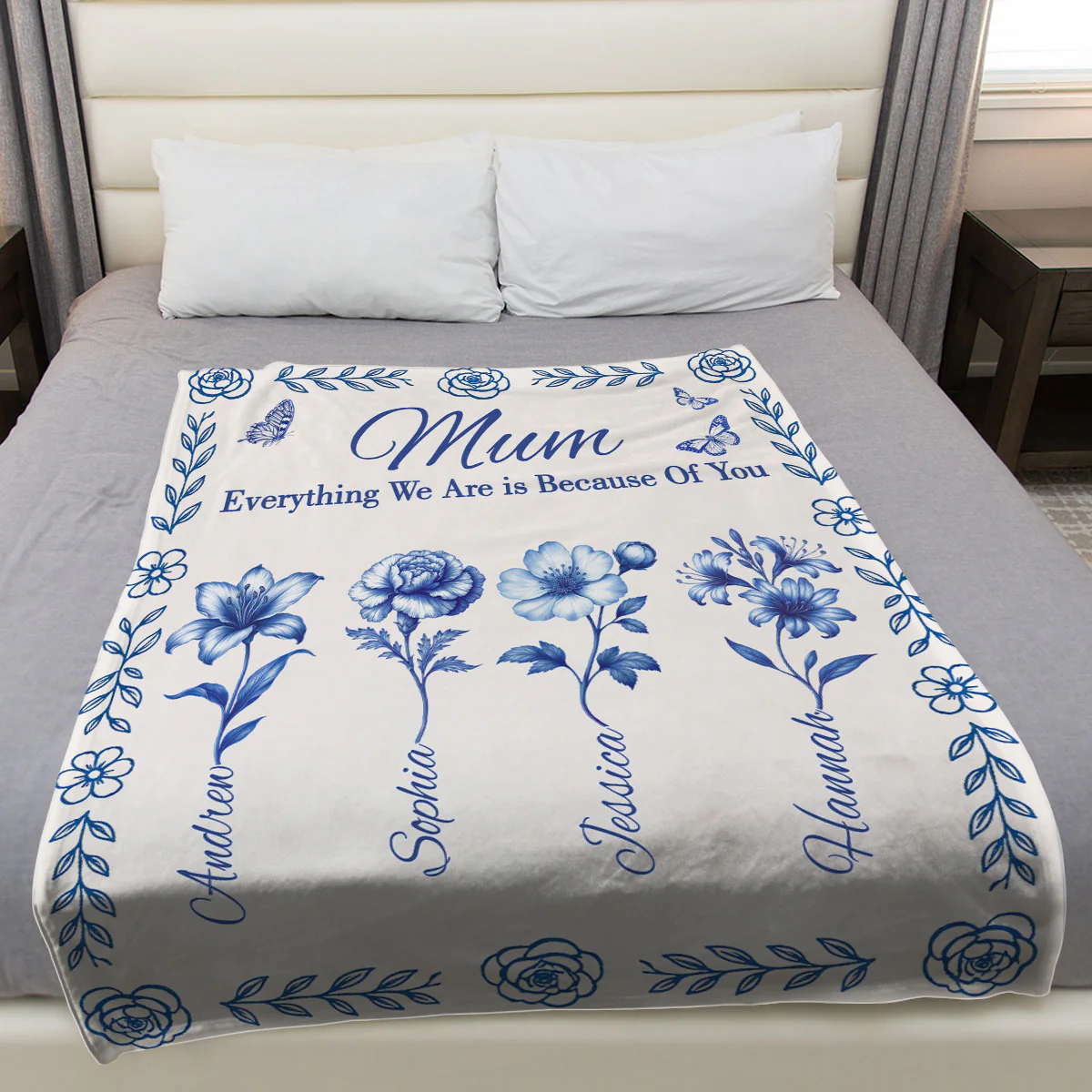 Everything We Are is Because Of You - Personalized Custom Fleece Blanket - Image 3