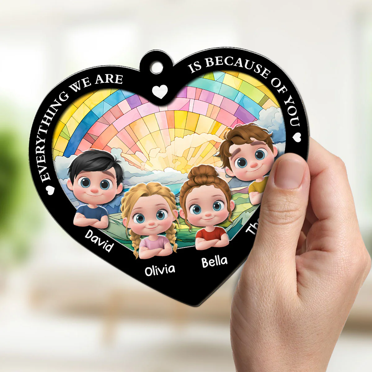 Everything We Are Is Because Of You - Personalized Custom Suncatcher - Image 2