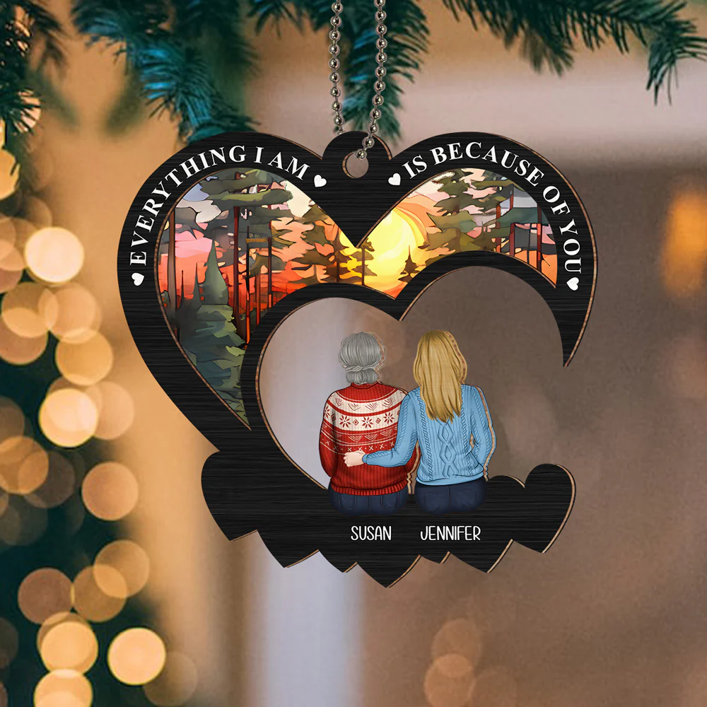 Everything We Are Is Because Of You - Personalized Custom Suncatcher Ornament - Image 4