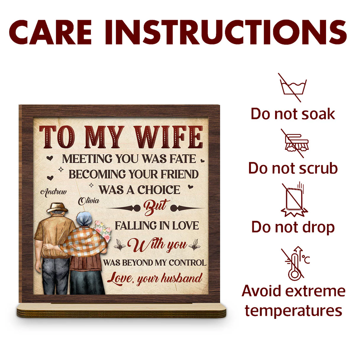 Fall In Love - Personalized Custom 2-Layer Wood Plaque With Flat Base - Image 5