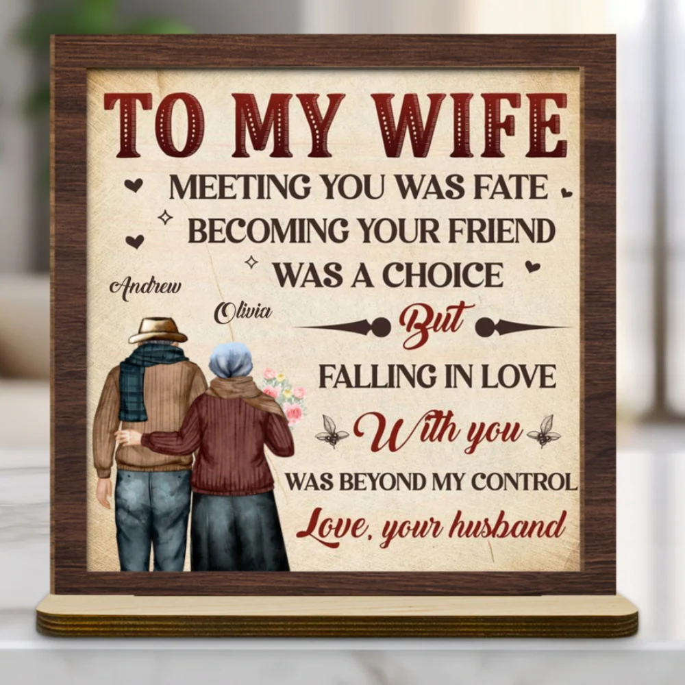 Fall In Love - Personalized Custom 2-Layer Wood Plaque With Flat Base - Image 6