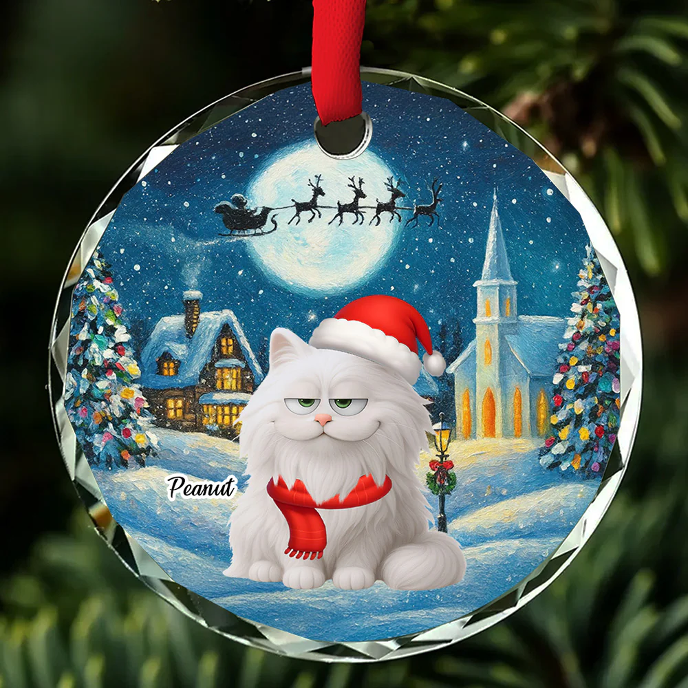Falling In Me Cat Ver 2 - Personalized Custom Glass Ornament