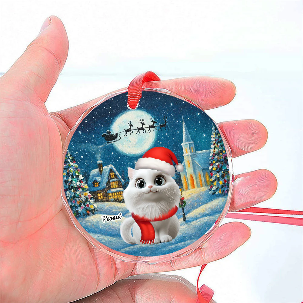 Falling In Me Cat Ver - Personalized Custom Glass Ornament - Image 3