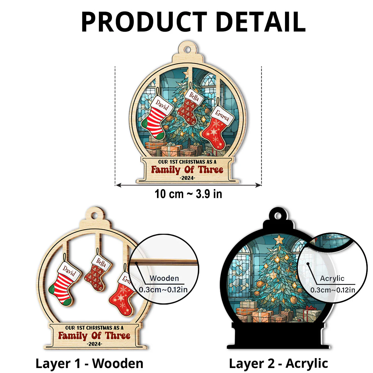 Family 1st Christmas - Personalized Custom Suncatcher Ornament - Image 5