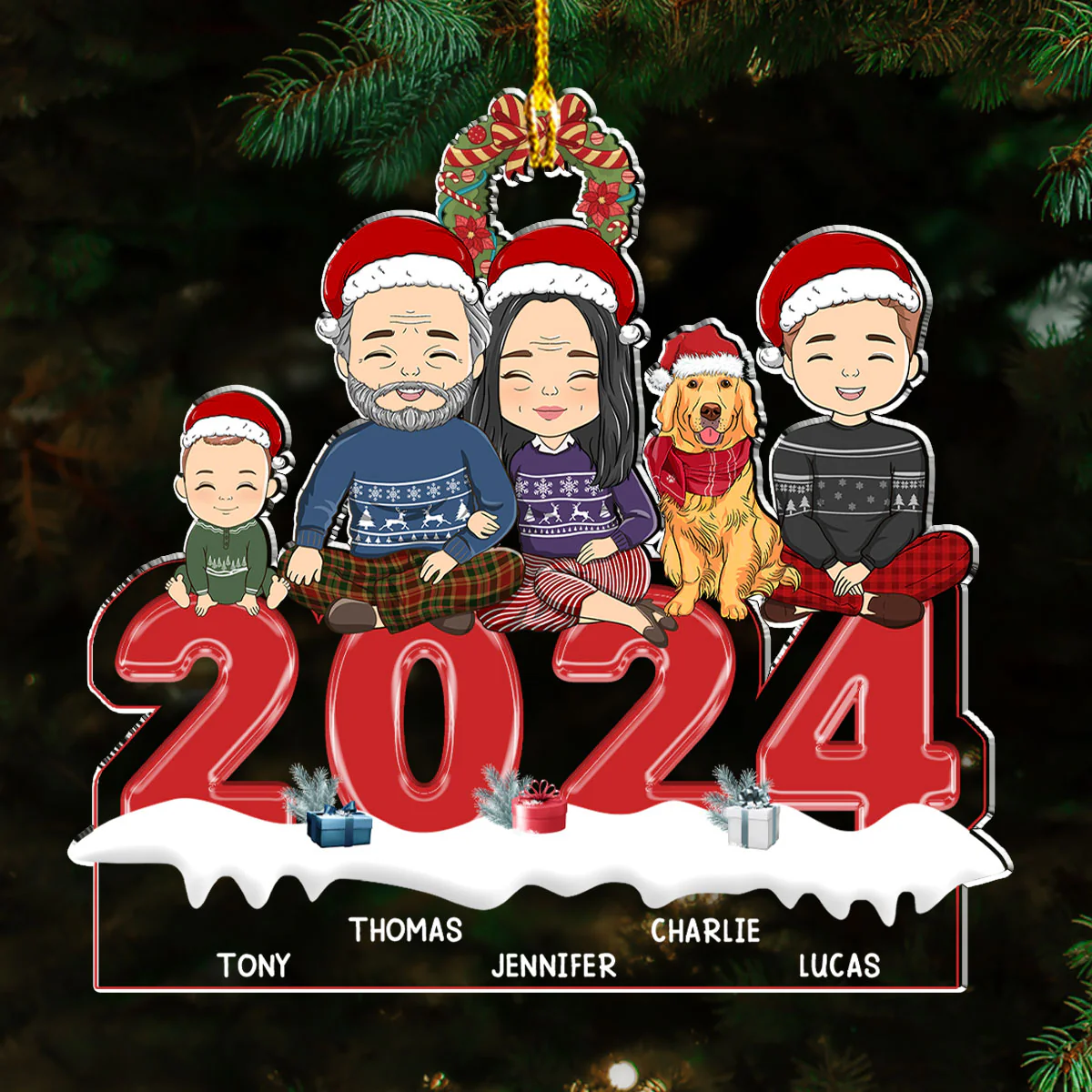 Family 2024 - Personalized Custom Acrylic Ornament - Image 2