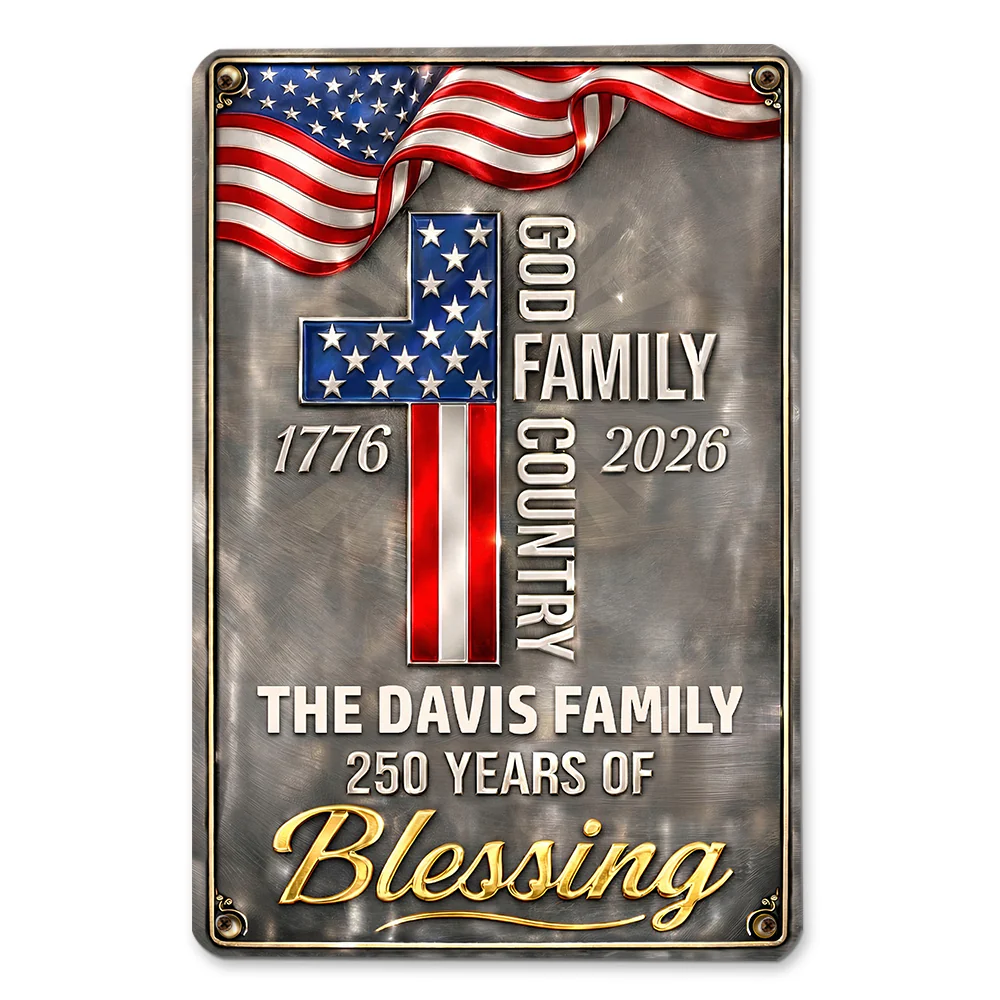 Family And Country - Personalized Custom 3D Inflated Effect Metal Sign