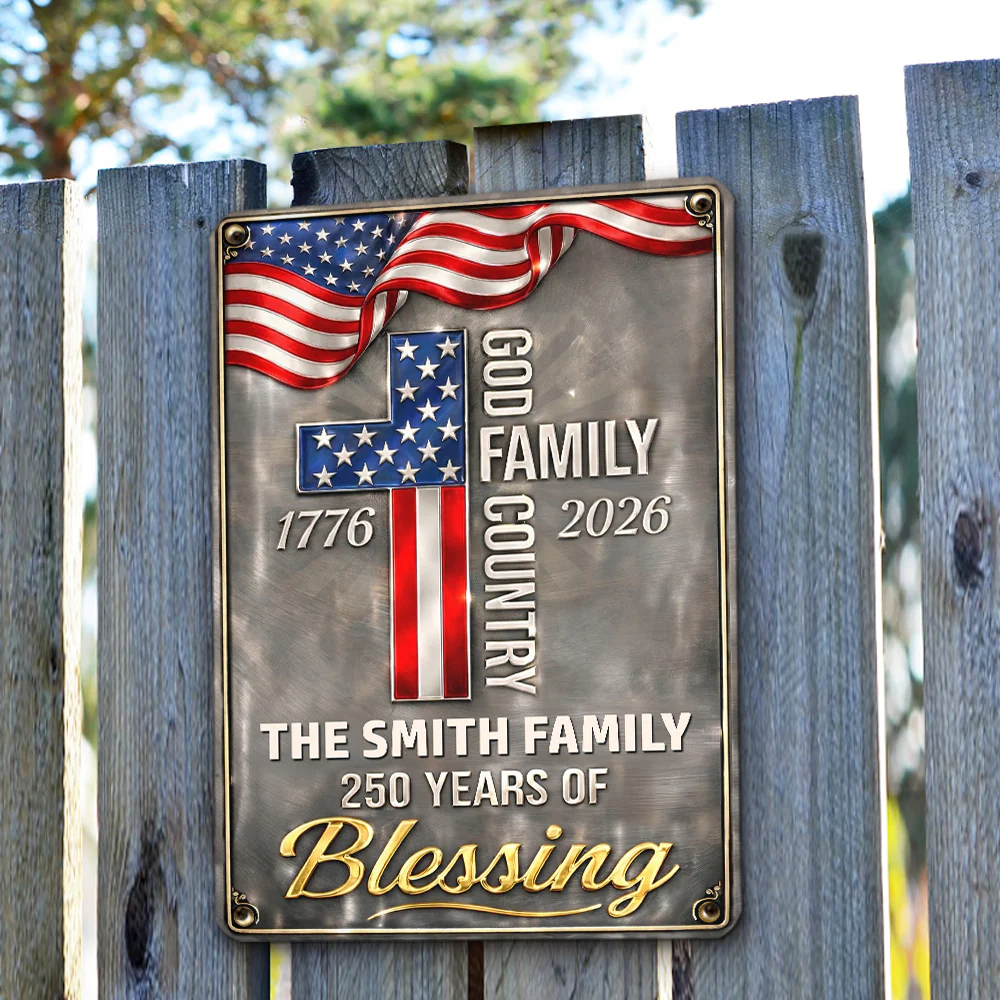 Family And Country - Personalized Custom 3D Inflated Effect Metal Sign - Image 2