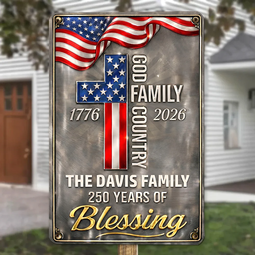 Family And Country - Personalized Custom 3D Inflated Effect Metal Sign - Image 3