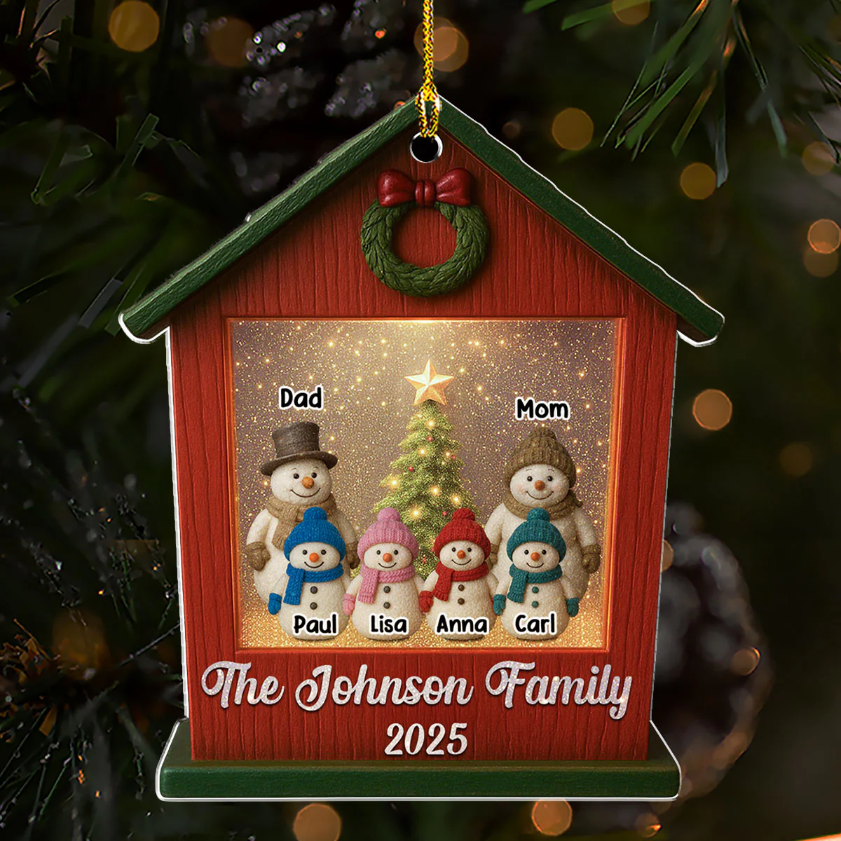 Family And Snow Home - Personalized Custom Acrylic Ornament - Image 3