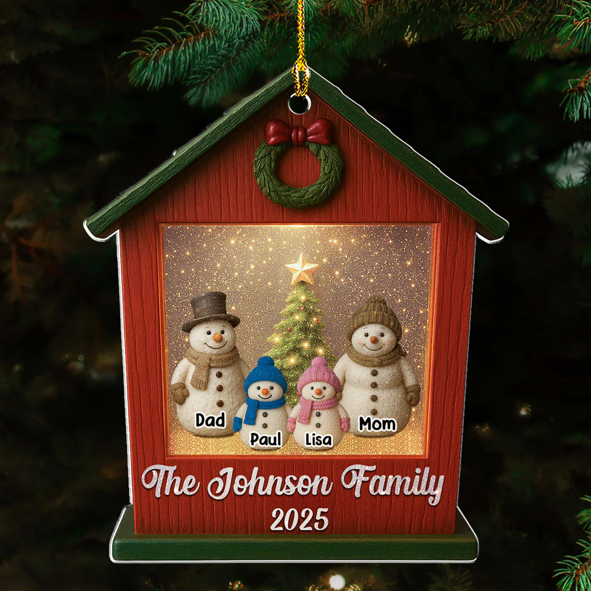 Family And Snow Home - Personalized Custom Acrylic Ornament - Image 4