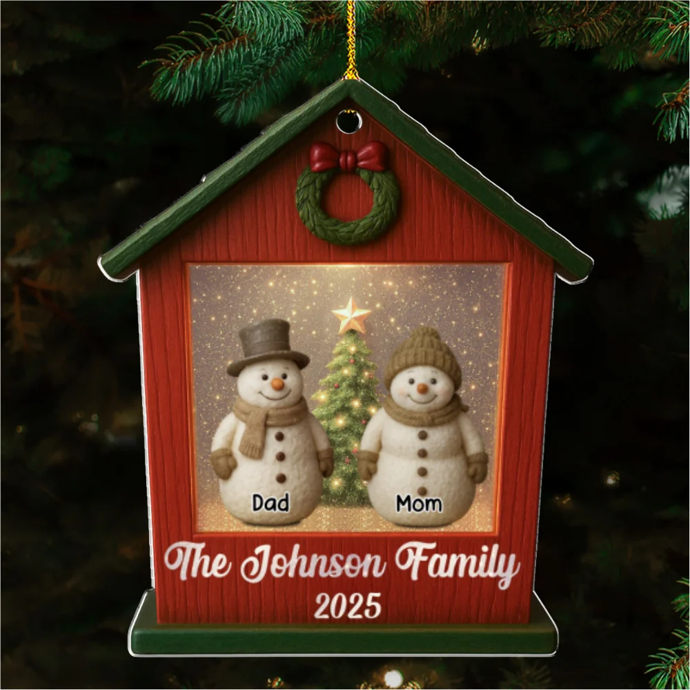 Family And Snow Home - Personalized Custom Acrylic Ornament - Image 6