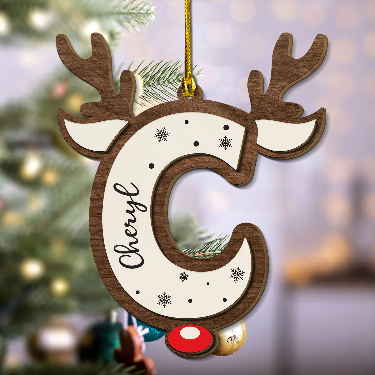 Family Begins Where Love Grows - Personalized Custom 2-layered Wood Ornament - Image 4