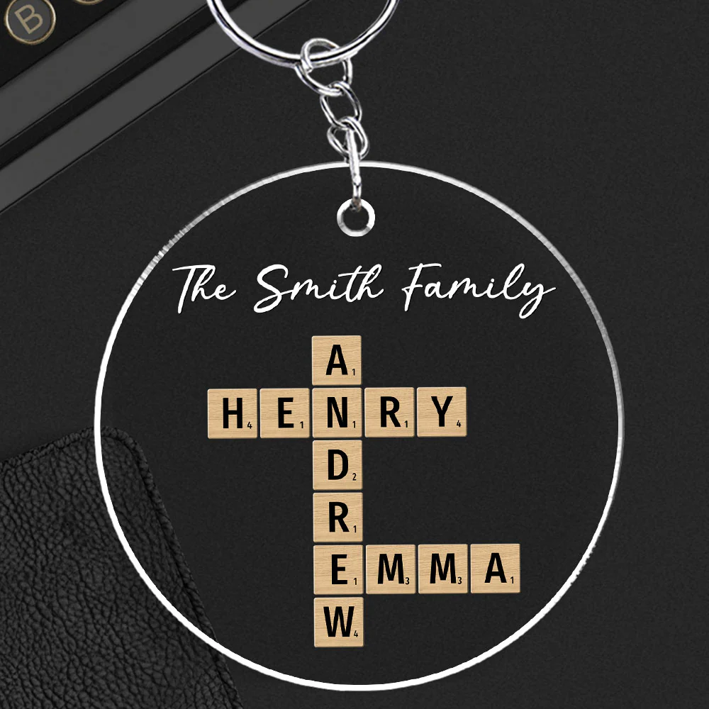 Family Besties Coworker Crossword Art  - Personalized Custom Acrylic Keychain