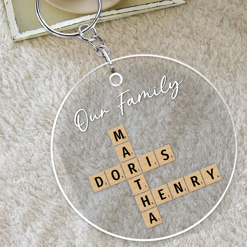 Family Besties Coworker Crossword Art  - Personalized Custom Acrylic Keychain - Image 5