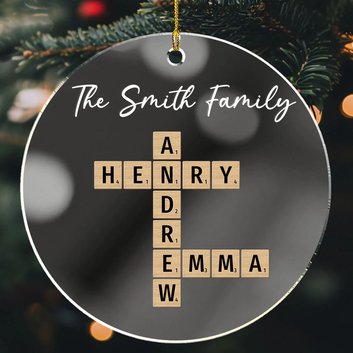 Family Besties Coworker Crossword Art - Personalized Custom Mirrored Acrylic Ornament - Image 5