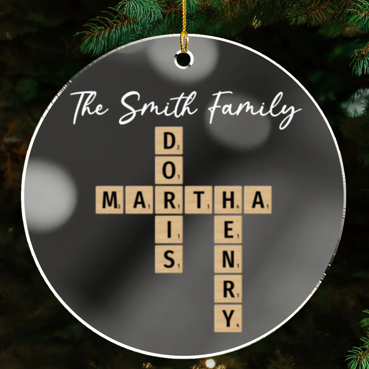 Family Besties Coworker Crossword Art - Personalized Custom Mirrored Acrylic Ornament - Image 7