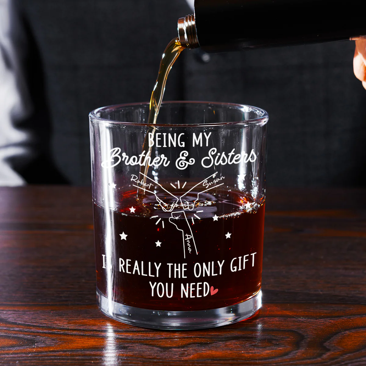 Family Bonds Never Diluted - Personalized Custom Whiskey Glass - Image 2