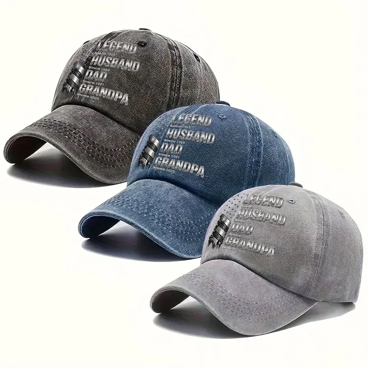 Family Built By A Legend - Personalized Custom Vintage Washed Denim Cap - Image 4