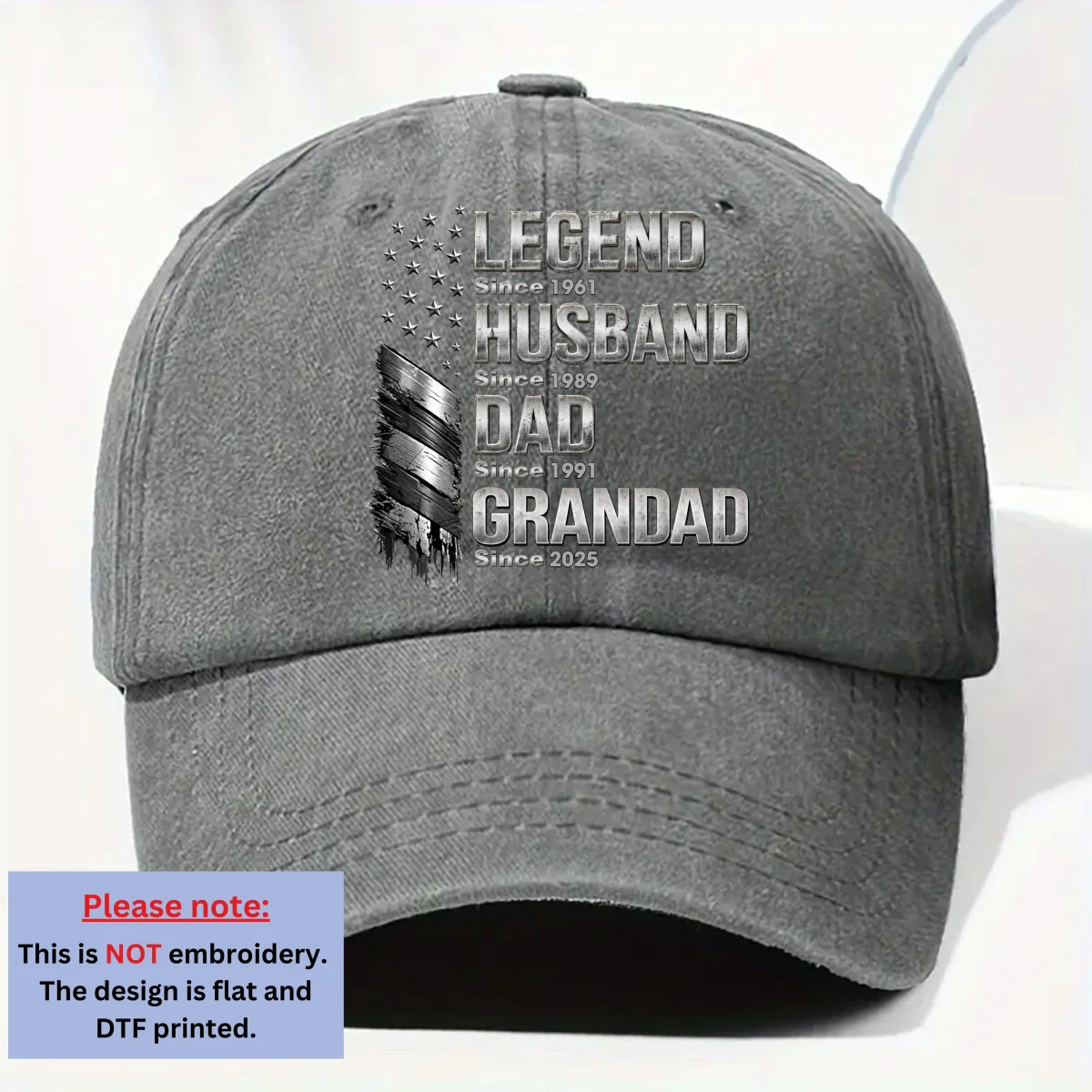Family Built By A Legend - Personalized Custom Vintage Washed Denim Cap - Image 7