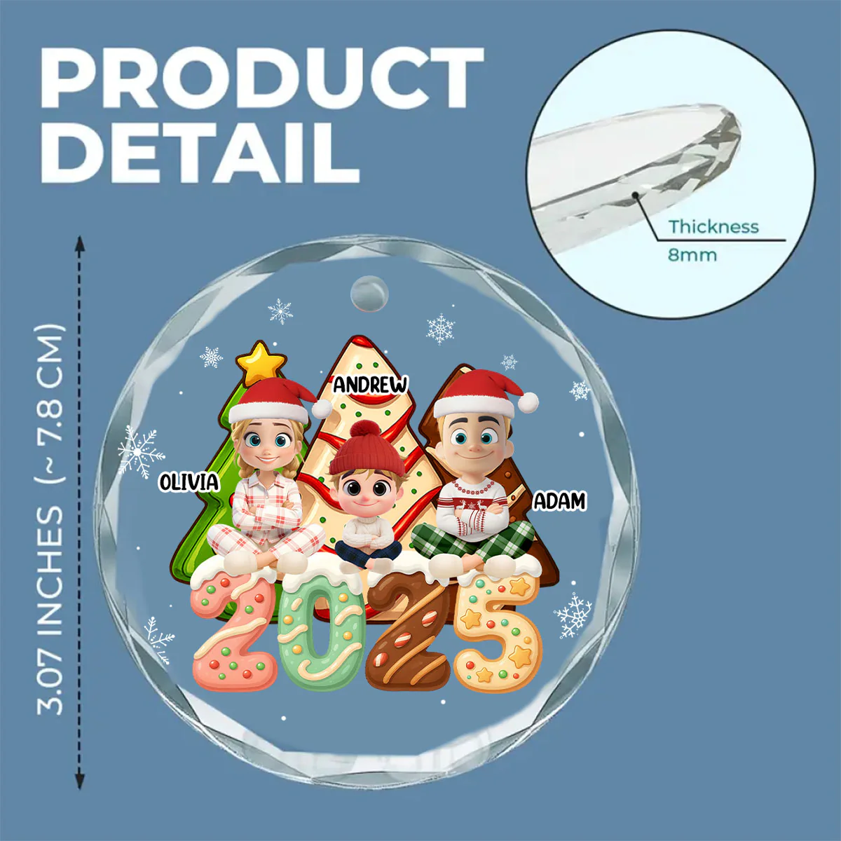 Family Cake - Personalized Custom Glass Ornament - Image 6