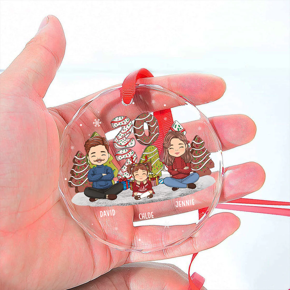 Family Cake - Personalized Custom Glass Ornament - Image 2