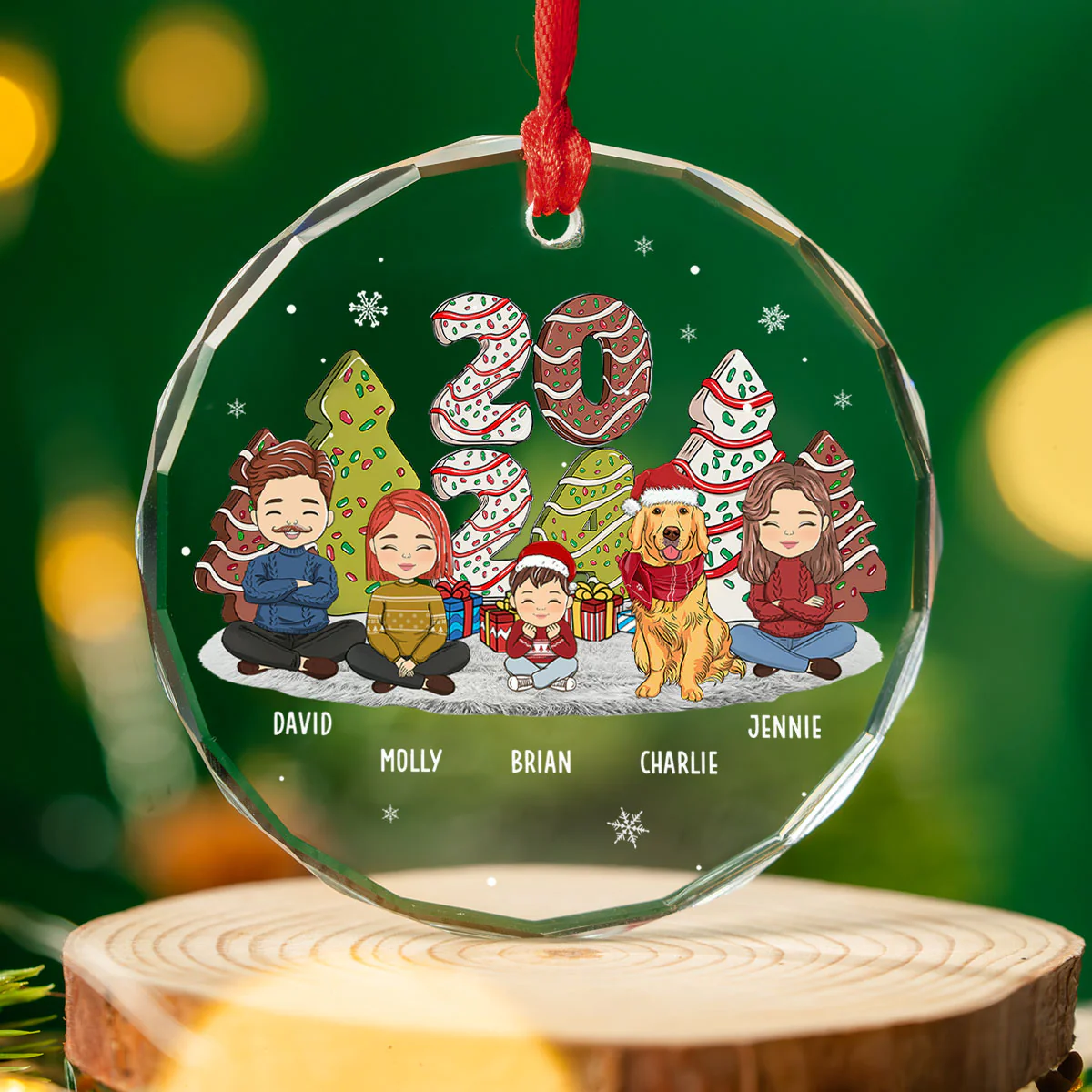 Family Cake - Personalized Custom Glass Ornament - Image 4