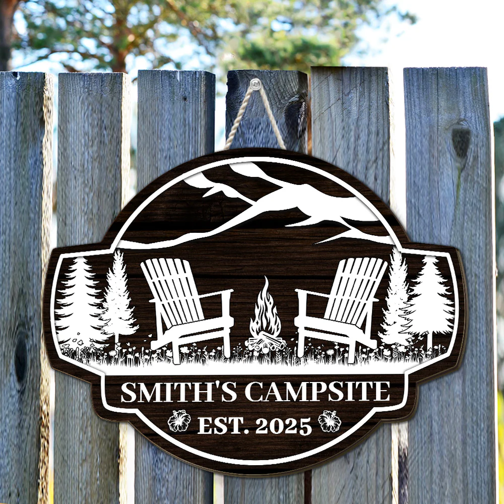 Family Campsite - Personalized Custom Wood Sign - Image 2