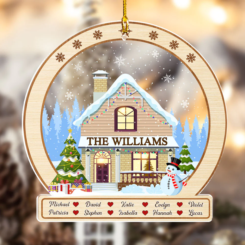 Family Christmas House - Personalized Custom Acrylic Ornament - Image 3