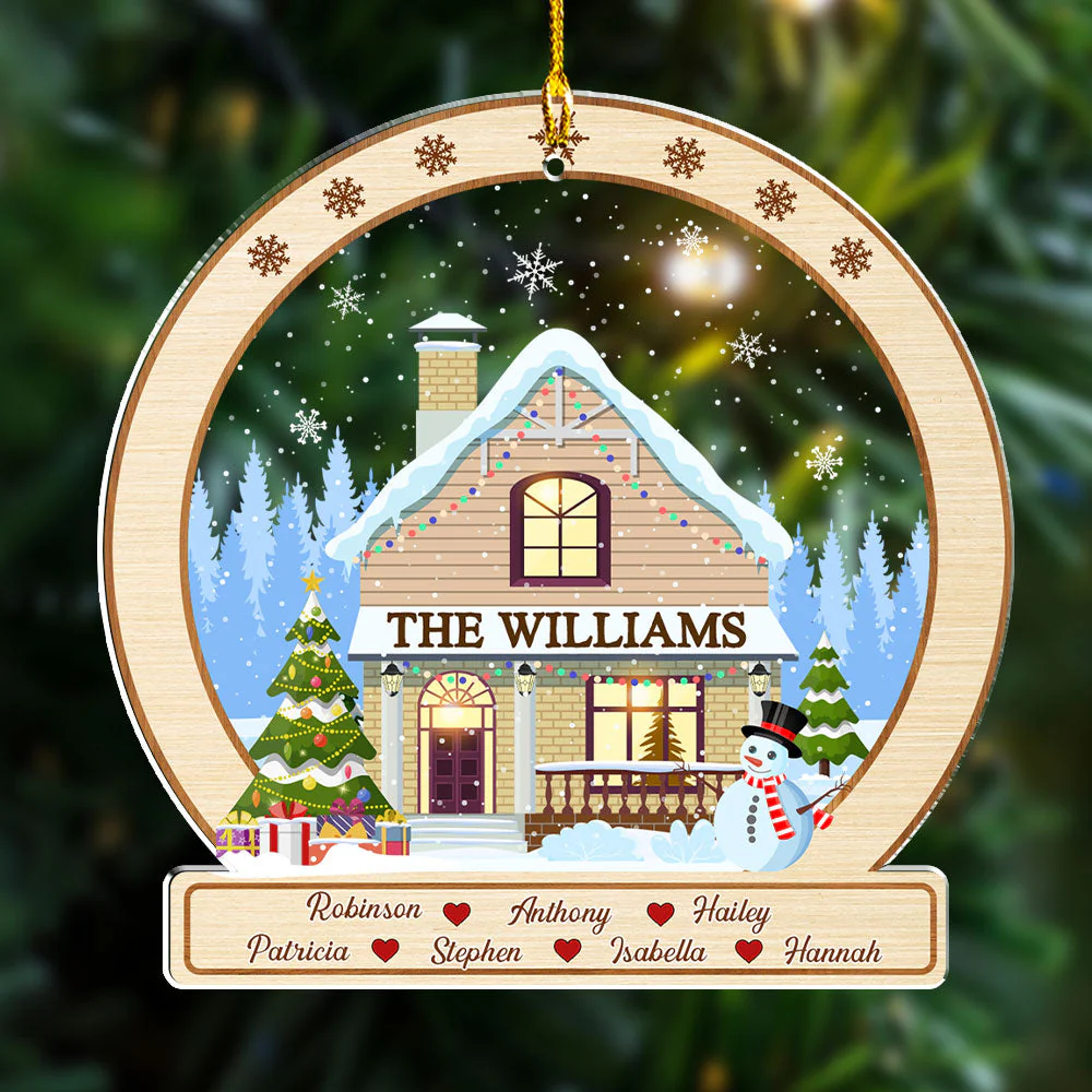 Family Christmas House - Personalized Custom Acrylic Ornament - Image 4