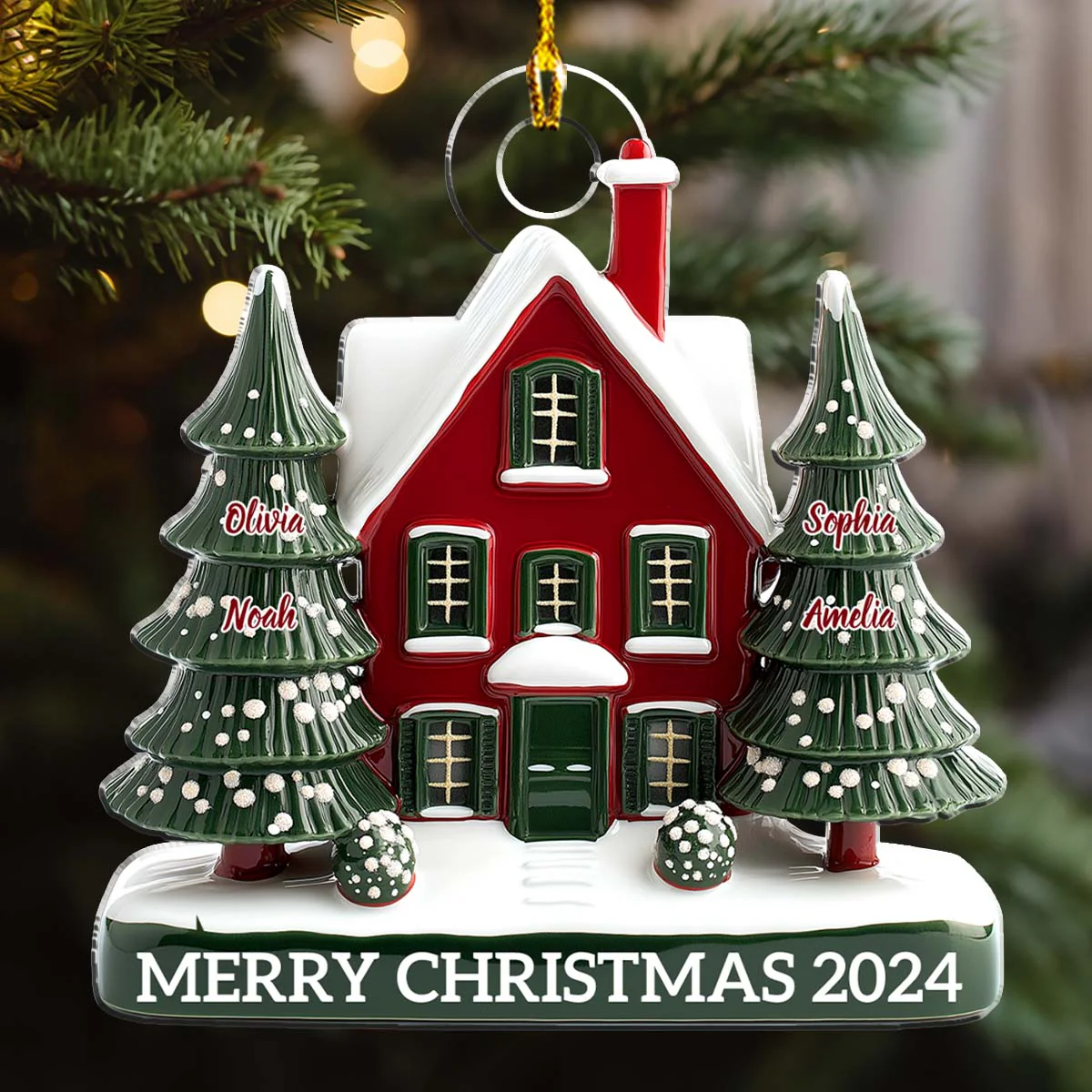 Family Christmas House Version 2 - Personalized Custom Acrylic Ornament - Image 3