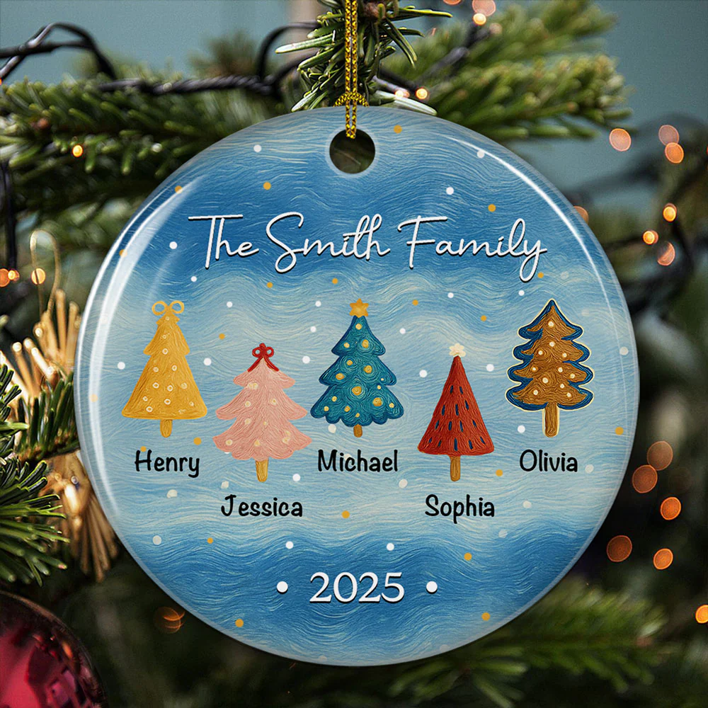 Family Christmas Joy - Personalized Custom Ceramic Ornament - Image 2