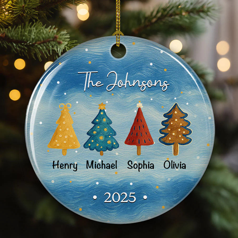 Family Christmas Joy - Personalized Custom Ceramic Ornament - Image 4